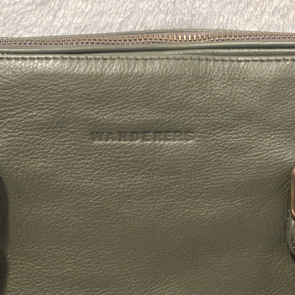 Wanderers Travel Co Army Green Leather 16" The Zürich Work Bag Satchel Purse - Picture 2 of 7